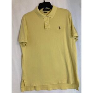 Polo Ralph Lauren Mens Polo Shirt L Yellow Pima Soft Touch Short Sleeve‎